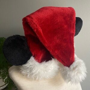 Vtg Disney Parks Mickey Mouse Ears Santa Hat Plush‎ Adult Sz Red White Exclusive